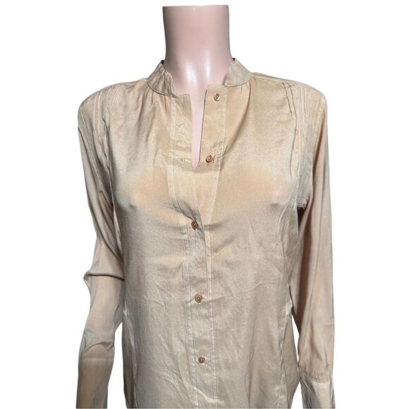 Pulp long sleeve mandarin collar hazelnut Shirt M - Picture 4 of 8